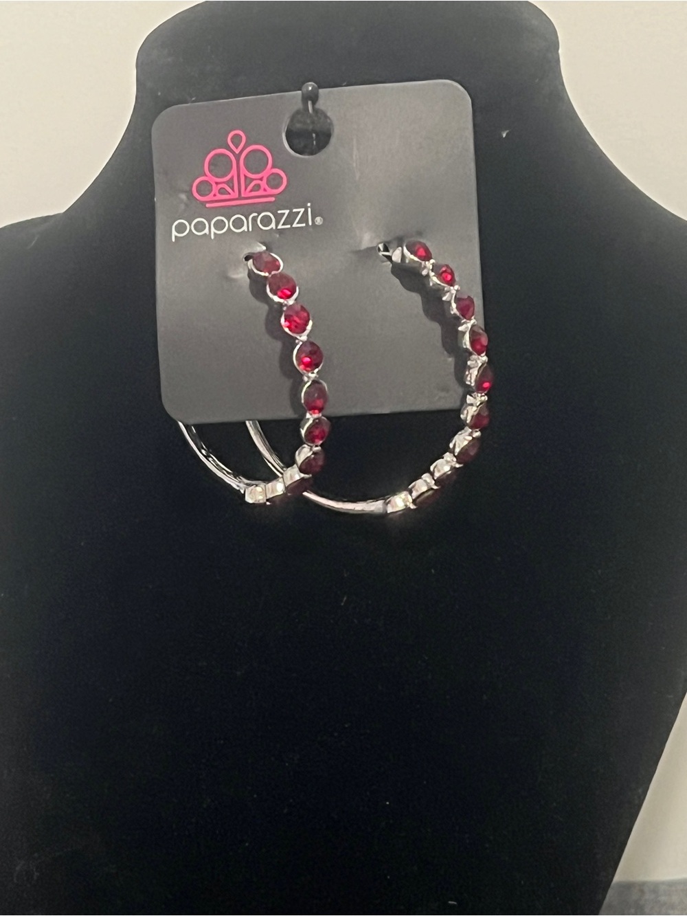 Paparazzi Red Crystal Hoop Earrings